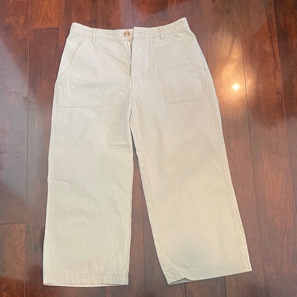 Wishlist Cream Wide Leg Pants Tailored Waistband